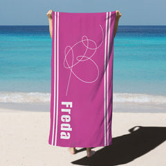 Lofaris Stripe Solid Color Heart Custom Name Beach Towel