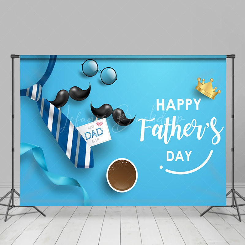 Lofaris Stripes Tie Beard Coffee Blue Fathers Day Backdrop