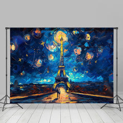 Lofaris Stunning Night Oil Painting Eiffel Tower Backdrop