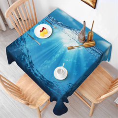 Lofaris Stylish Blue Marine Water Light Square Tablecloth