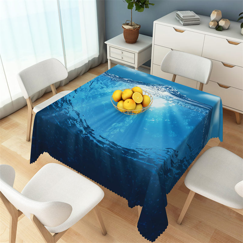 Lofaris Stylish Blue Marine Water Light Square Tablecloth