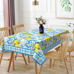 Lofaris Stylish Blue Patterns Lemons Rectangle Tablecloth