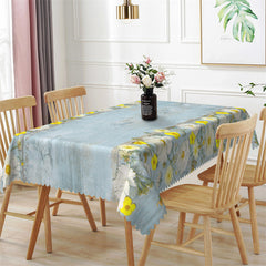 Lofaris Stylish Blue Wood Wildflowers Pattern Tablecloth