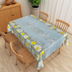 Lofaris Stylish Blue Wood Wildflowers Pattern Tablecloth