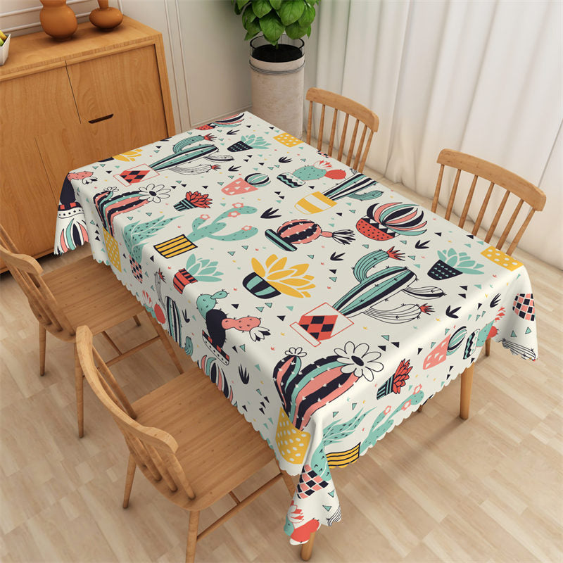 Lofaris Stylish Cactus Patterns Vivid Rectangle Tablecloth