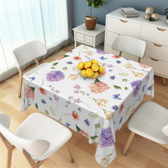 Lofaris Stylish Floral Patterns White Rectangle Tablecloth