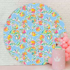 Lofaris Stylish Fruits Plants Pattern Blue Circle Backdrop