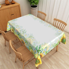 Lofaris Stylish Sunflowers Fringe White Dining Tablecloth