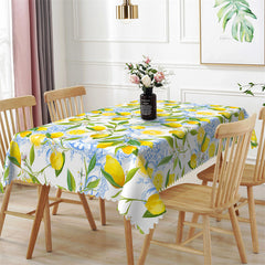 Lofaris Stylish Yellow Green Blue Lemons Leafs Tablecloth