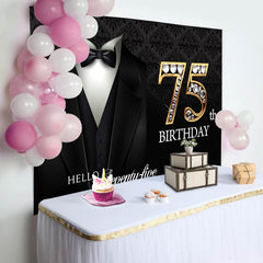 Lofaris Suit Elegant Hello 75th Birthday Backdrop For Men