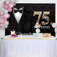 Lofaris Suit Elegant Hello 75th Birthday Backdrop For Men