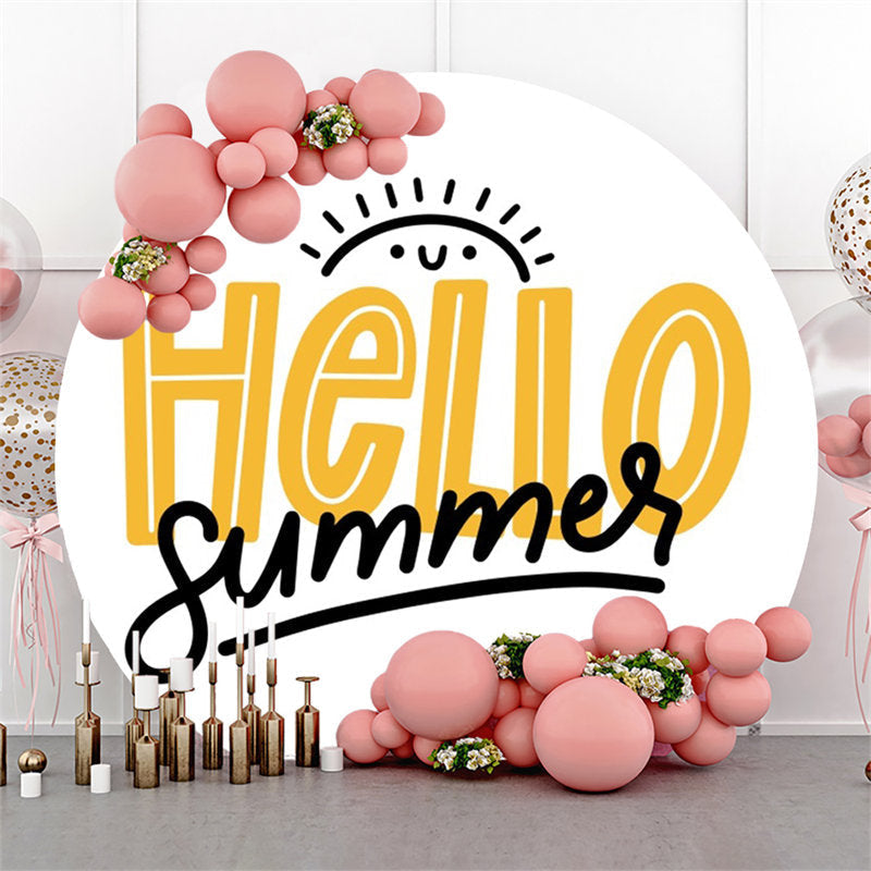 Lofaris Sum Simple Line Draw Round Hello Summer Backdrop