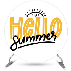 Lofaris Sum Simple Line Draw Round Hello Summer Backdrop