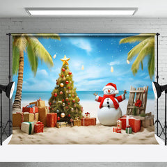 Lofaris Summer Beach Coconut Trees Christmas In July Backdrop