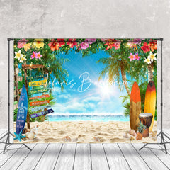 Lofaris Summer Beach Floral Surfboard Natural Backdrop