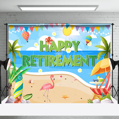 Lofaris Summer Beach Ocean Sun Flamingo Retirement Backdrop