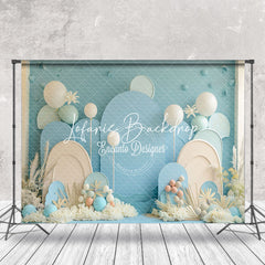 Lofaris Summer Blue Beige Balloons Backdrop For Cake Smash