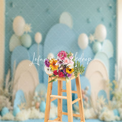 Lofaris Summer Blue Beige Balloons Backdrop For Cake Smash