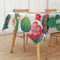 Lofaris Summer Green Cactus And Flowers Pattern Tablecloth