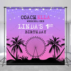 Lofaris Summer Night Coachella Tree Custom Birthday Backdrop