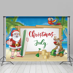 Lofaris Summer Party Santa Deer Christmas In July Backdrop