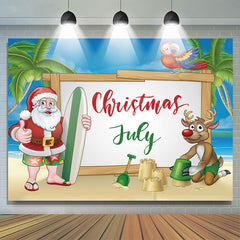 Lofaris Summer Party Santa Deer Christmas In July Backdrop