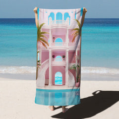 Lofaris Summer Pool Pink Castle Custom Girl Beach Towel