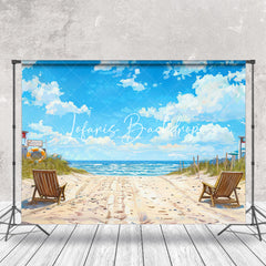 Lofaris Summer Sandy Beach Blue Sky Natural Scenery Backdrop