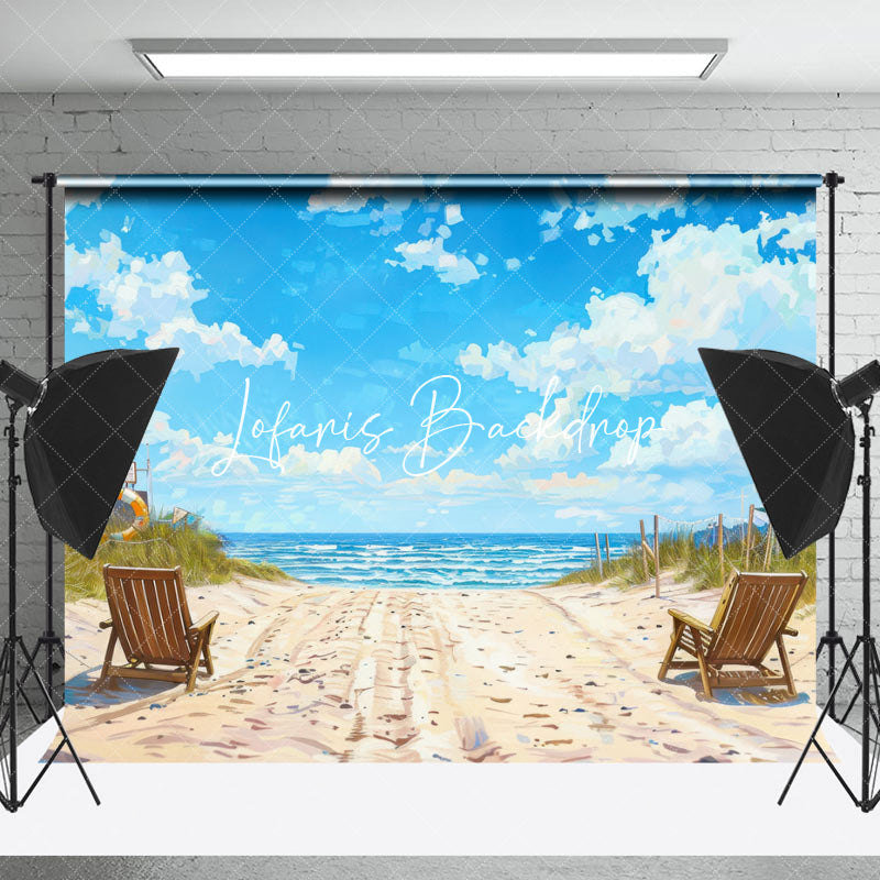 Lofaris Summer Sandy Beach Blue Sky Natural Scenery Backdrop