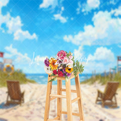 Lofaris Summer Sandy Beach Blue Sky Natural Scenery Backdrop