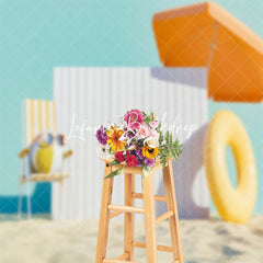 Lofaris Summer Sandy Beach Sunbathing Cake Smash Backdrop