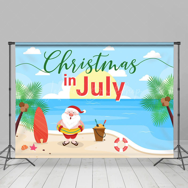 Lofaris Summer Sandy Beach Trees Christmas In July Backdrop