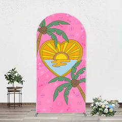 Lofaris Summer Sun Palm Trees Pink Arch Birthday Backdrop