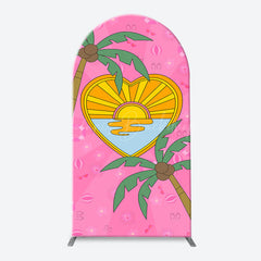 Lofaris Summer Sun Palm Trees Pink Arch Birthday Backdrop