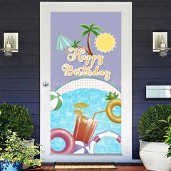 Lofaris Summer Sun Swimming Pool Happy Birthday Door Cover