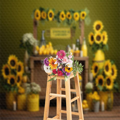 Lofaris Summer Sunflower Shop Lemon Candle Photo Backdrop