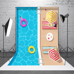 Lofaris Summer Vacation Top View Swimming Pool Party Backdrop