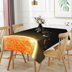 Lofaris Sun Saturn Galaxy Black Space Rectangle Tablecloth