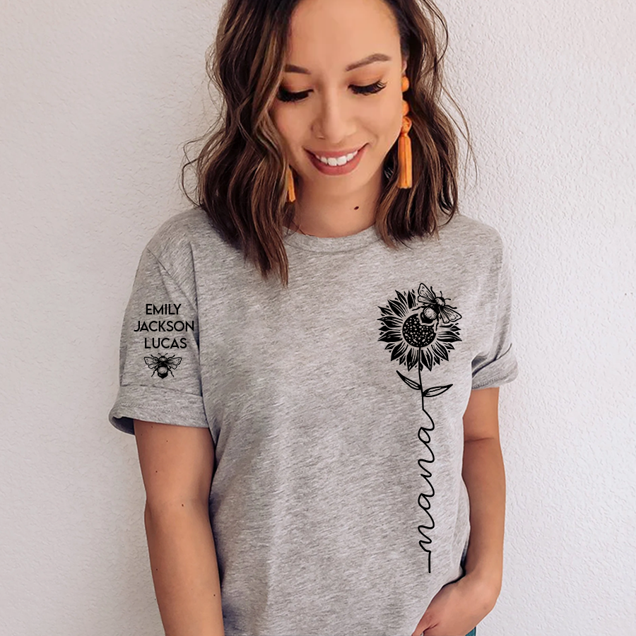 Lofaris Sunflower Bee Scrawl Nana Kids Mothers Day T-Shirt