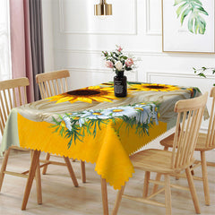 Lofaris Sunflower Brown Wood Rectangle Tablecloch For Party