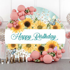 Lofaris Sunflower Butterflies Round Backdrop For Birthday