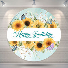 Lofaris Sunflower Butterflies Round Backdrop For Birthday