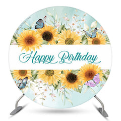 Lofaris Sunflower Butterflies Round Backdrop For Birthday