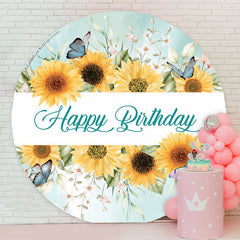 Lofaris Sunflower Butterflies Round Backdrop For Birthday