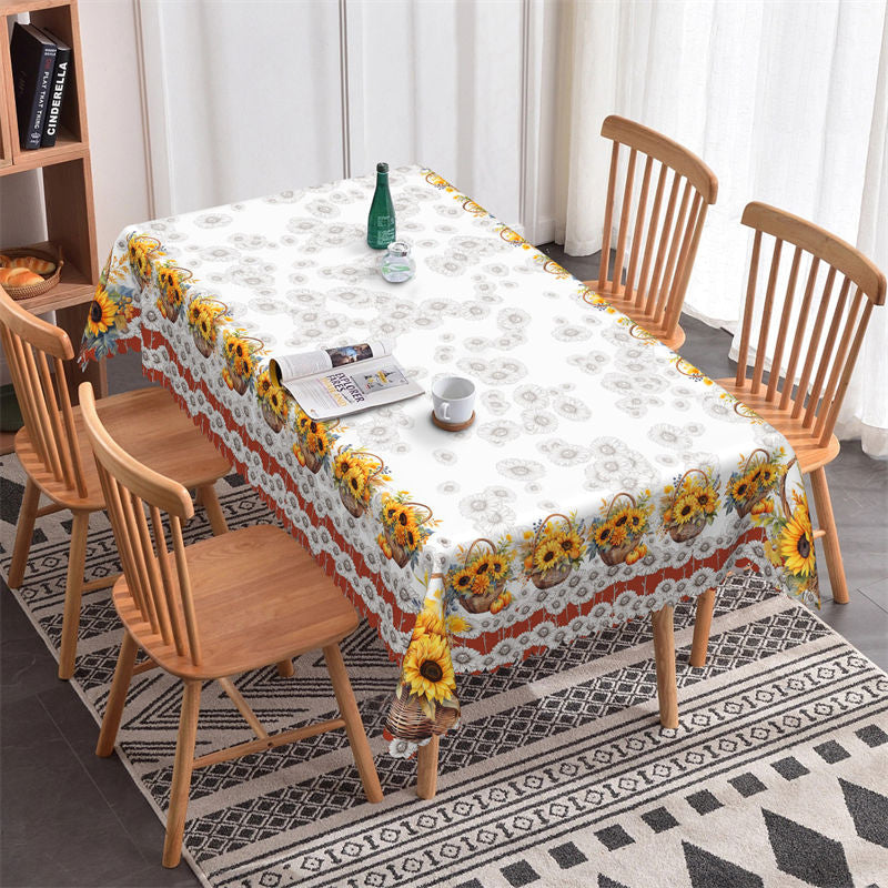 Lofaris Sunflower Dandelion Kitchen Rectangle Tablecloth