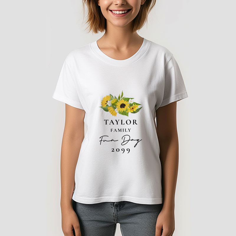 Lofaris Sunflower Family Reunion Custom Name T-Shirt