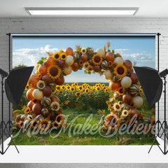 Lofaris Sunflower Field Arch Birthday Cake Smash Backdrop