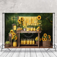 Lofaris Sunflower Lemon Juice Green Forest Bokeh Backdrop