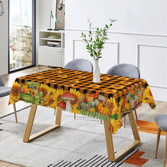 Lofaris Sunflower Orange Black Plaid Rectangle Tablecloth