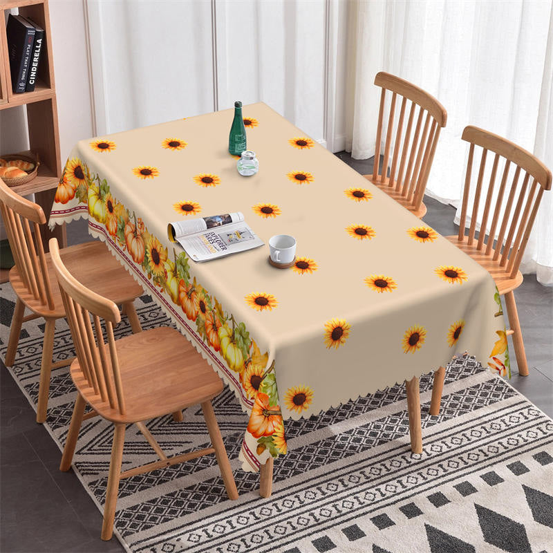 Lofaris Sunflower Pumpkins Country Rectangle Tablecloth